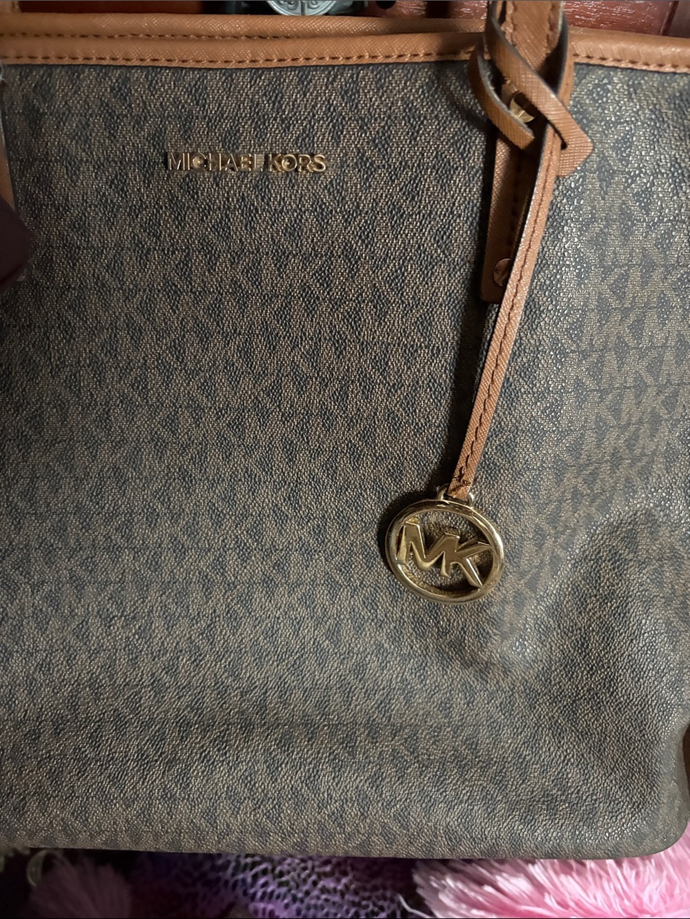 Michael Kors Brown and Tan Logo Tote